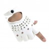 Luvas de couro - meio dedo design - com rebites - unisex