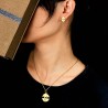 Necklace & earrings - gold jewellery set - with V-letter