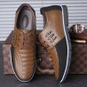 Casual leather shoes - breathable - with laces