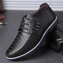 Casual leather shoes - breathable - with laces
