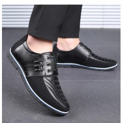 Casual leather shoes - breathable - with laces