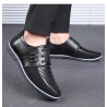 Casual leather shoes - breathable - with laces