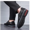 Casual leather shoes - breathable - with laces
