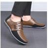 Casual leather shoes - breathable - with laces
