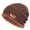 Knitted warm hat - with thick plush inside - unisex