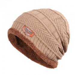 Knitted warm hat - with thick plush inside - unisex