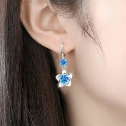 Crystal flowers - hook earrings - 925 sterling silverEarrings
