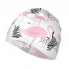 Flowers / flamingo - silicone swimming cap - long hair protection