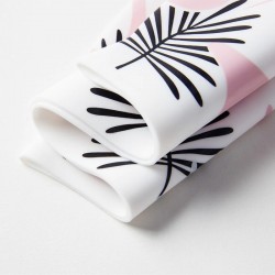 Flowers / flamingo - silicone swimming cap - long hair protection