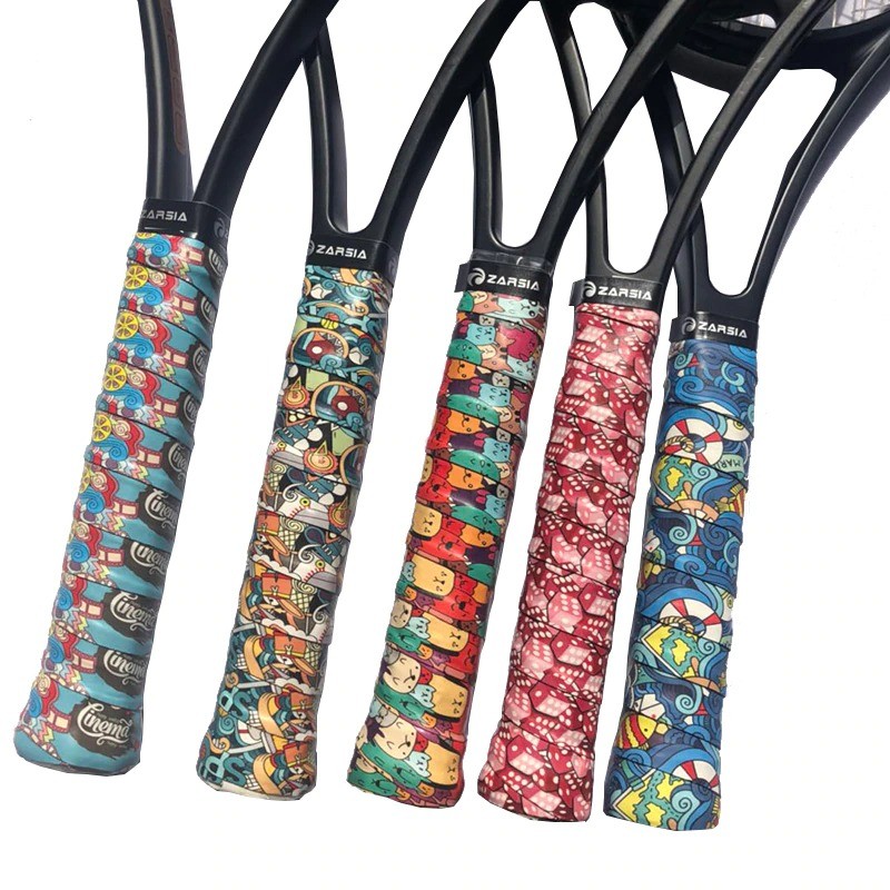 Tennis racket handle overgrips - with print