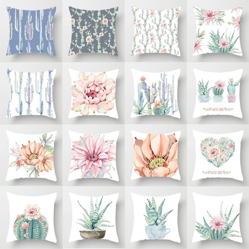Cushion covers - single sided print - plant watercolor painting - 45 * 45cm