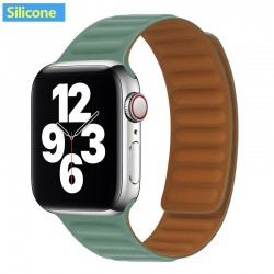 Apple watch - silicone / leather magnetic strap - 38mm - 42mm
