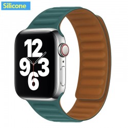 Apple watch - silicone / leather magnetic strap - 38mm - 42mm
