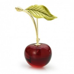 Enameled cherry with a leaf - brooch