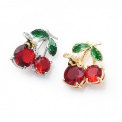 Double crystal cherries with a bee - brooch