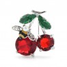 Double crystal cherries with a bee - broochBrooches