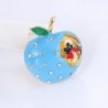 Blue bitten apple with crystals - brooch