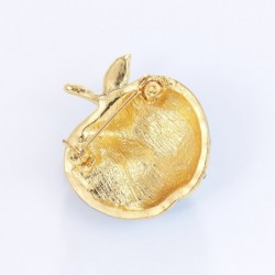 Blue bitten apple with crystals - brooch