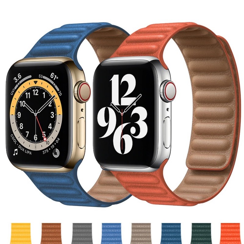Apple watch - silicone / leather magnetic strap - 38mm - 42mm