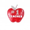 Number 1 Teacher / apple - crystal brooch