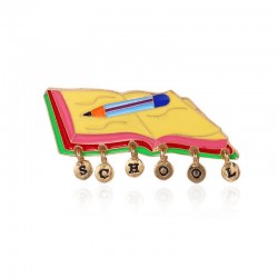 School / notebook / pen - brooch