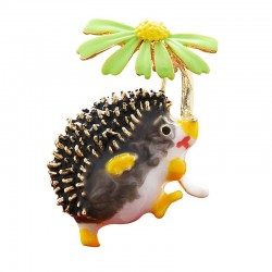 Hedgehog with a flower - brooch
