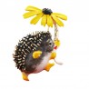 Hedgehog with a flower - brooch