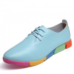 Flat shoes with rainbow sole - with laces - genuine leatherBoots