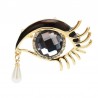 Crystal eye with a crystal waterdrop - brooch