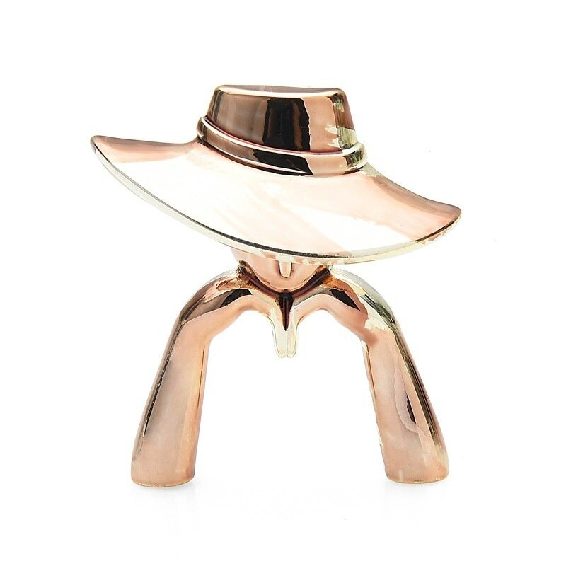 Lady figure wearing hat - brooch