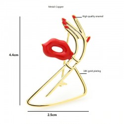 Sexy red lips with hand - brooch