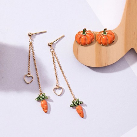 Pumpkin / carrot - long / stud long earringsEarrings