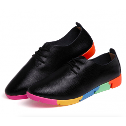 Flat shoes with rainbow sole - with laces - genuine leatherBoots
