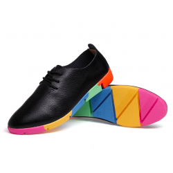 Flat shoes with rainbow sole - with laces - genuine leatherBoots