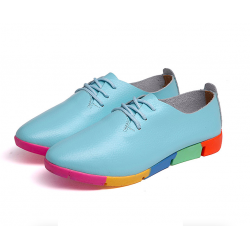 Flat shoes with rainbow sole - with laces - genuine leatherBoots