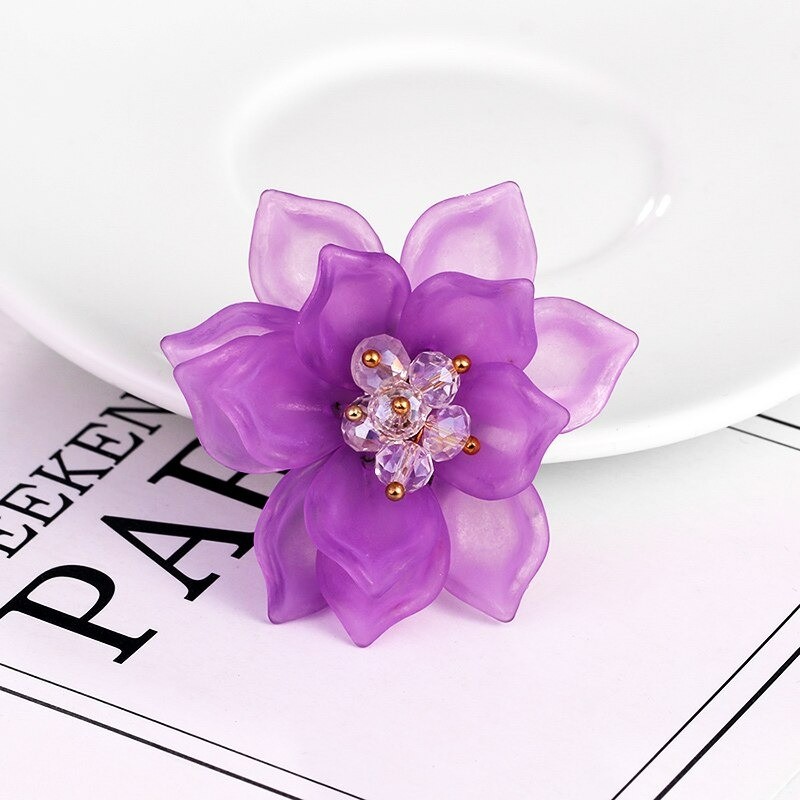 Flower with crystals - elegant brooch
