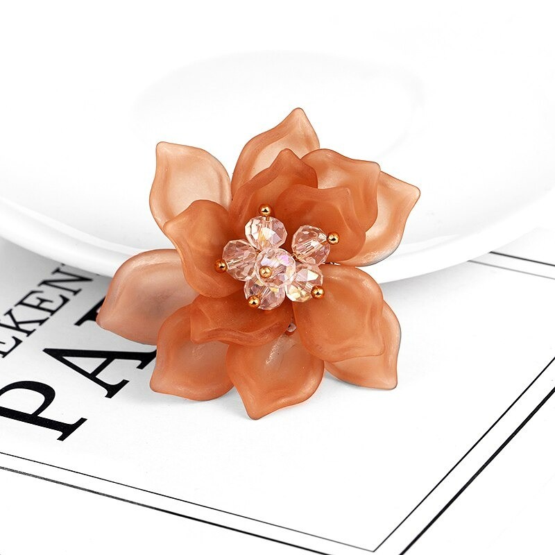 Flower with crystals - elegant brooch