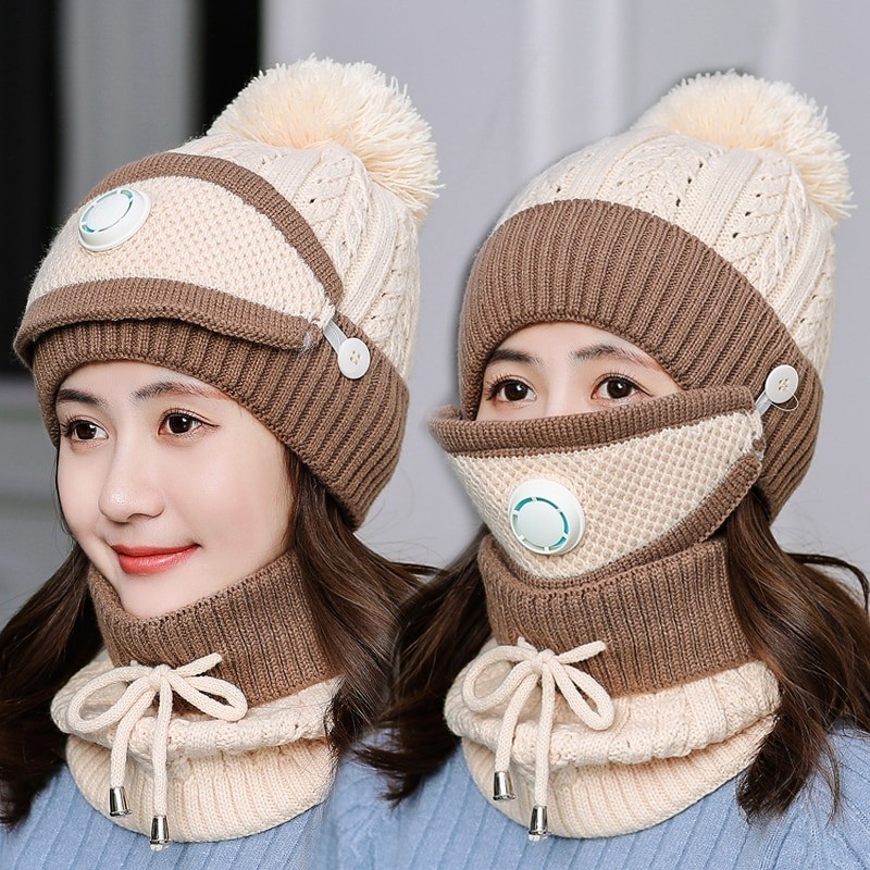 3 in 1 - knitted beanie / face mask / scarf - warm winter set