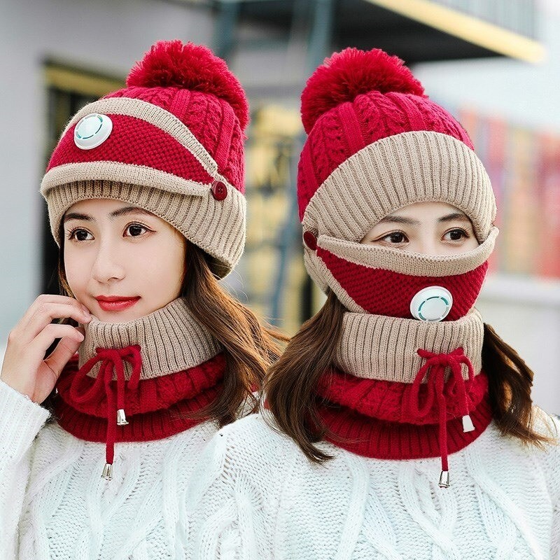 3 in 1 - knitted beanie / face mask / scarf - warm winter set