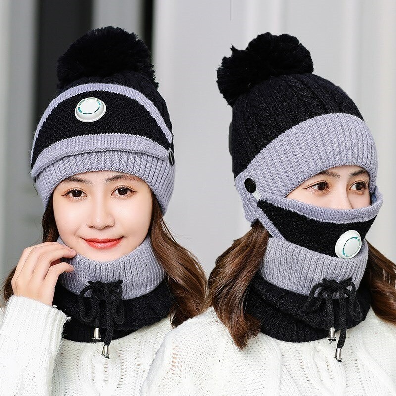 3 in 1 - knitted beanie / face mask / scarf - warm winter set