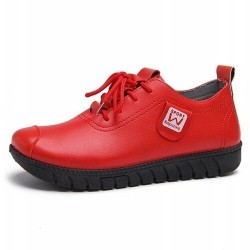 Soft flat shoes - with laces - genuine leather