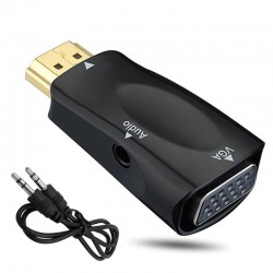 Adaptador HDMI para VGA - divisor masculino para feminino - 3,5 conector de áudio - conversor de cabo