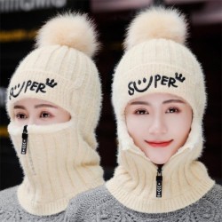 Winter hat with a pompom - balaclava with a zipper
