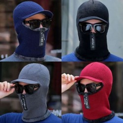 Winter knitted hat with a visor - face protection - balaclava with a zipperHats & Caps