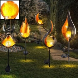 Flame effect garden light - metal lamp - LED - solar - waterproof