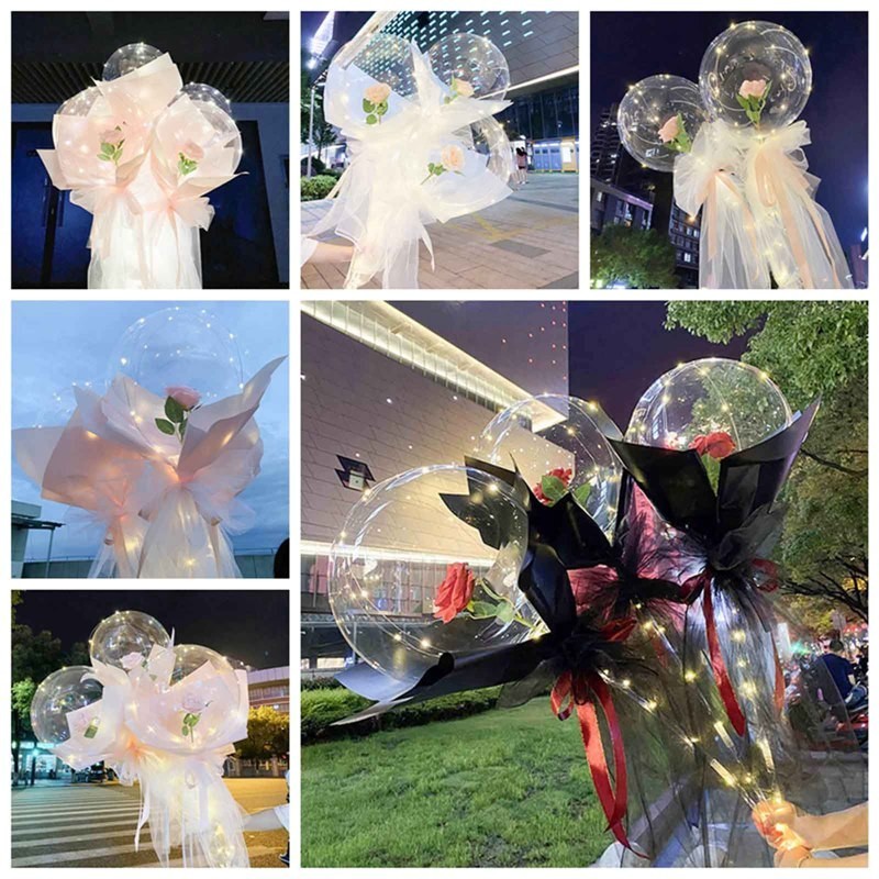 Decorative balloons - bouquet with LED and roses - 1 piece