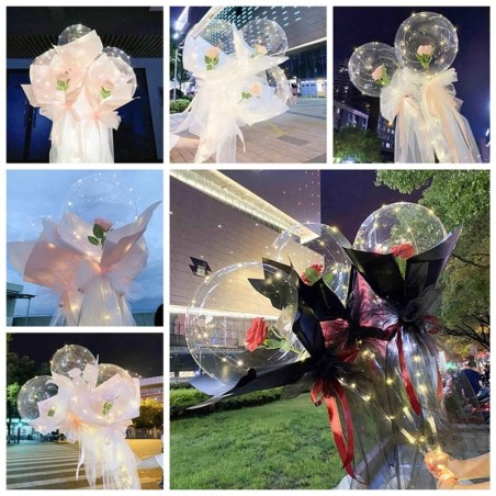 Decorative balloons - bouquet with LED and roses - 1 piece