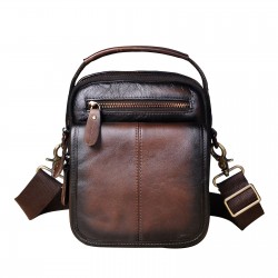 Leather shoulder / crossbody bag - with zippers / pockets