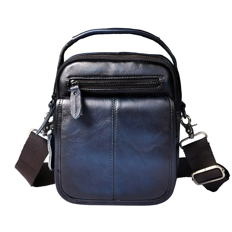 Leather shoulder / crossbody bag - with zippers / pockets