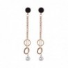 Rose gold long earrings - with crystal decoration